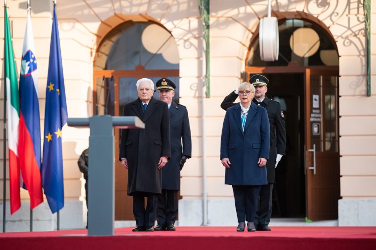 Presidents of Slovenia and Italy, Natasa Pirc Musar and Sergio Mattarella attending opening ceremony on Trg Evrope / Piazza Transalpina; Source: Government of Republic of Slovenia